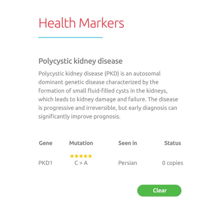 a screenshot of a health marker with the text polycyclic kidney disease